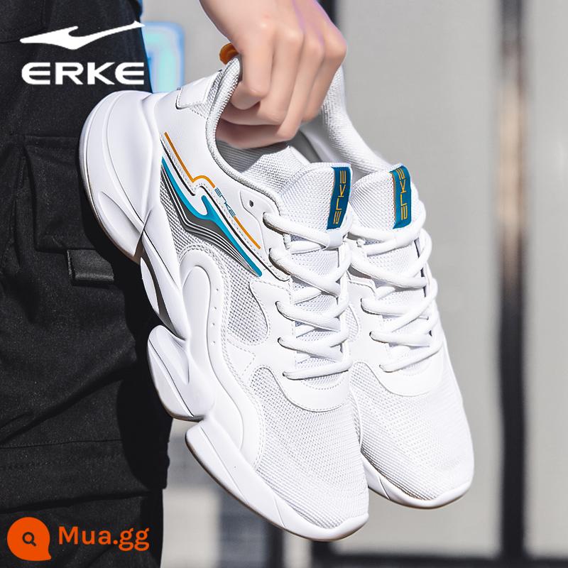 Hongxing Erke Giày Nam Mùa Đông 2022 Giày Thể Thao Nam Ngôi Sao Đỏ Chính Thức Flag Store Giày Chạy Bộ Nam - True White/Technology Blue 2304