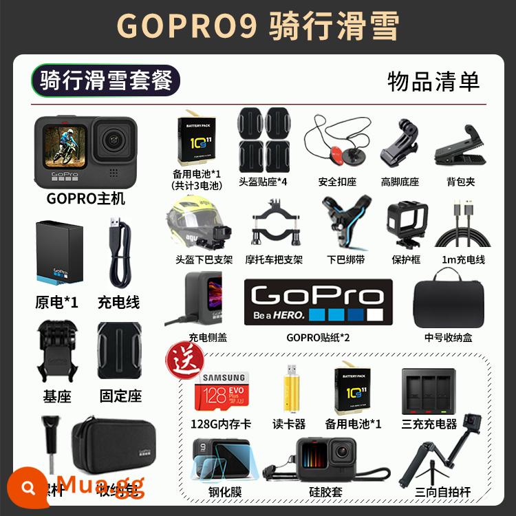 Camera chuyển động toàn cảnh GoPro HERO11 Black10/9MAX360 chống rung vlog camera 5K siêu nét - Gói đạp xe và trượt tuyết GOPRO 9 BLACK