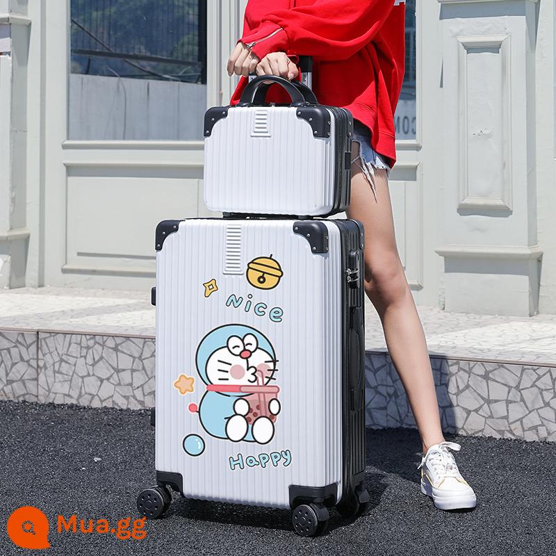 Vali Nữ 2022 Mới 20 Inch Xe Đẩy Nhỏ Sinh Viên Du Lịch Mật Khẩu Bao Da Nam Công Suất Lớn Bền Đẹp - Dây Kéo Trắng + Đen/Trà Sữa Xanh Béo