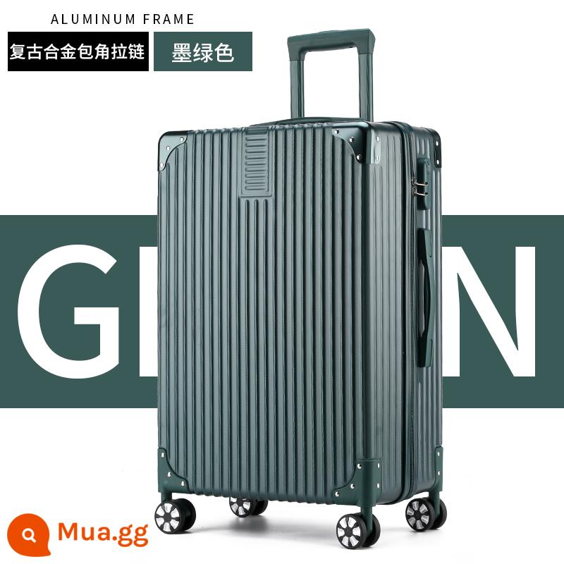 Vali nữ nhỏ 20 inch xe đẩy nội trú trường hợp sinh viên nam 24 mật khẩu du lịch bao da bền và dày - Dây kéo góc kim loại-màu xanh đêm đậm