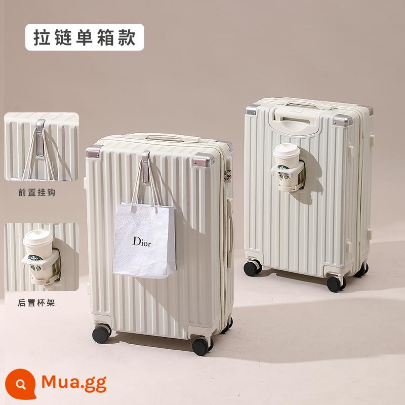 Vali Hành Lý Cho Nữ 2023 Mới 20 Inch Nhỏ Nhẹ Xe Đẩy Trường Hợp Sinh Viên Mật Khẩu Du Lịch Bao Da Cho Nam Dung Tích Lớn - Dây kéo giữ cốc màu trắng/chống trầy xước