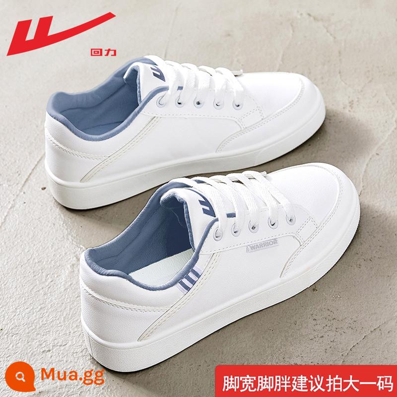 Giày nữ pull back giày trắng nữ 2023 mới mùa thu giày trắng nữ thể thao đa năng giày sneaker nữ mẫu - Trắng và xanh [mẫu da chống thấm nước] (thu thập và mua để nhận lót) Sẵn có trong kho