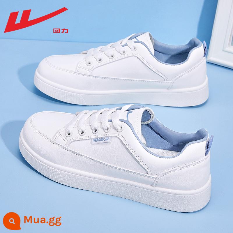 Giày nữ pull back giày trắng nữ 2023 mới mùa thu giày trắng nữ thể thao đa năng giày sneaker nữ mẫu - Trắng và xanh [nâng cấp bề mặt da] làm sẵn