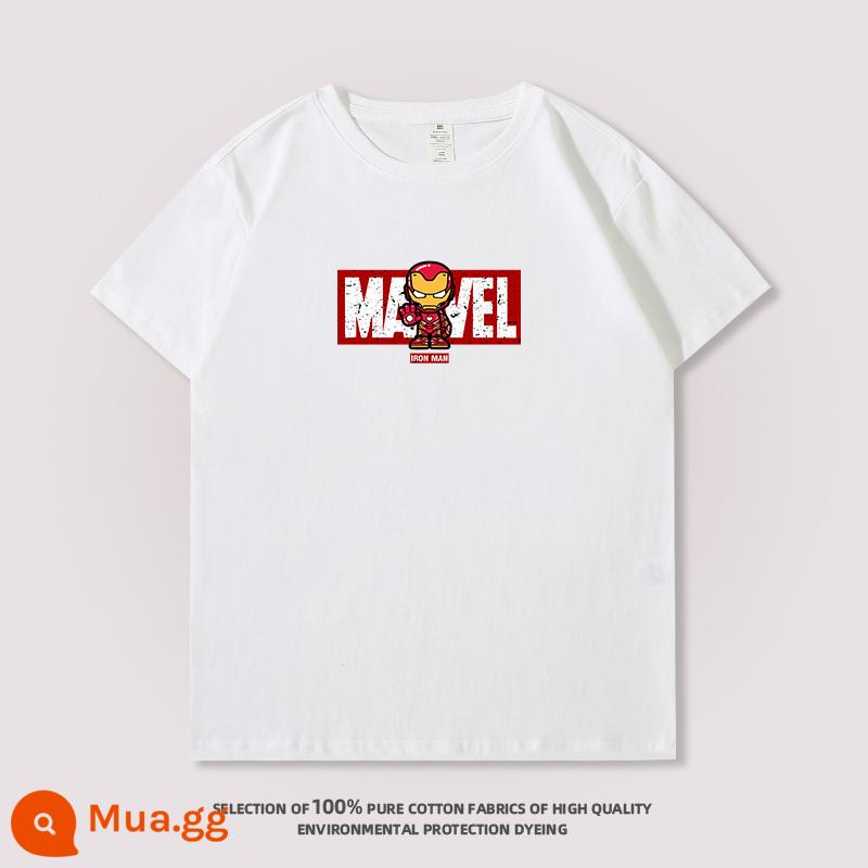 sanduolemen/Satomi Yamashima 100% cotton in hình Áo thun ngắn tay Iron Man Captain America - Trắng [Người Sắt]