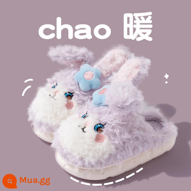 Dép bông trẻ em Sanrio mùa thu đông bé gái dễ thương trong nhà có hình công chúa chó tai to cha mẹ-con dép sang trọng dành cho nam - thỏ tím