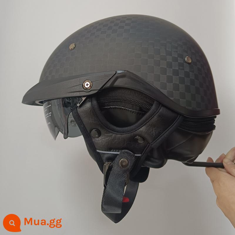 Ý VCOROS Sợi Carbon Xe Máy Nam Nữ Retro Xe Máy Mùa Hè Harley Mũ Bảo Hiểm Nửa Muỗng Mũ Bảo Hiểm - P118-12K mờ (có thể điều chỉnh độ đàn hồi + khăn có thể tháo rời)