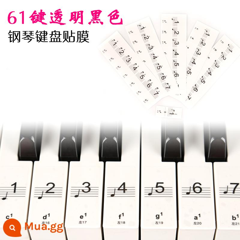 Miếng dán bàn phím điện tử piano trong suốt ký hiệu phiên âm 88 phím 61 54 phím tự học bài kiểm tra nhân viên tự học - Bàn phím trong suốt 54/61 không có nhãn dán nhãn dán phím màu đen