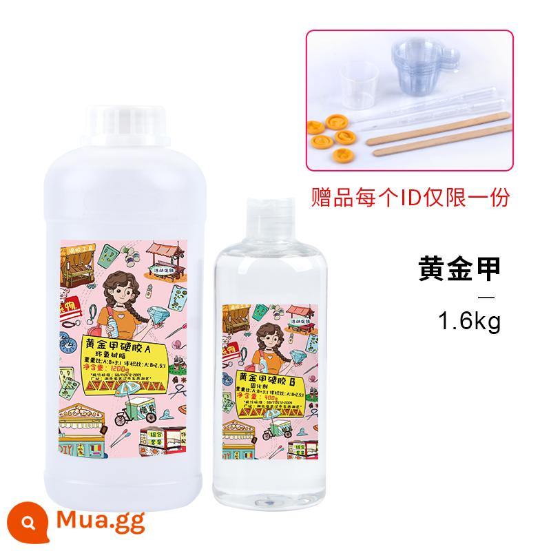 Nhựa Epoxy AB keo sông bàn thùng cao pha lê trong suốt keo handmade tự làm chất liệu mẫu hổ phách sản xuất - [Độ trong suốt cao] Keo cứng Epoxy Resin Epoxy vàng 1600g + Bộ dụng cụ