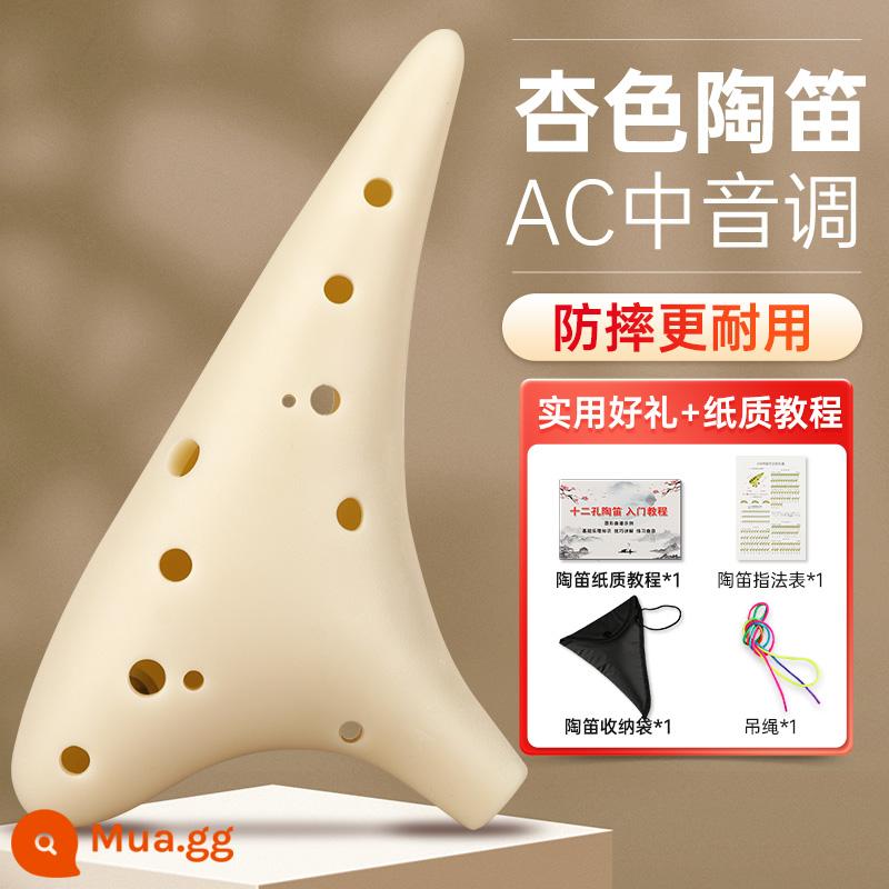 Nhạc cụ Ocarina 12 lỗ dành cho người mới bắt đầu Alto AC học sinh trẻ em chống rơi nhựa Ocarina C-Tune nhạc cụ - Khắc miễn phí [mẫu chống vỡ] quả mơ AC alto + gói quà tặng