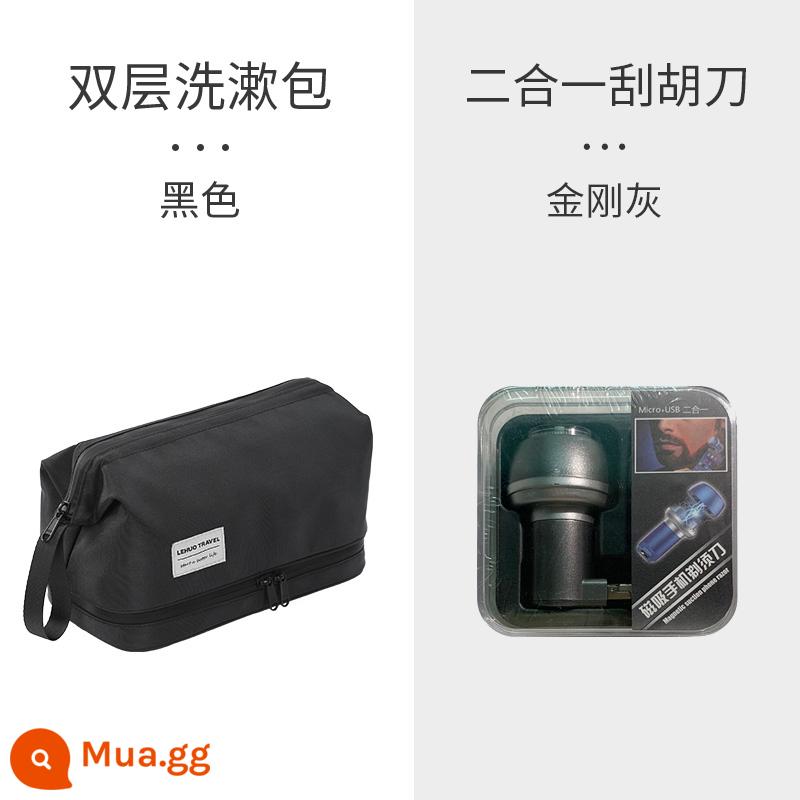 Túi Vệ Sinh Nam Bộ Du Lịch Nam Đi Công Tác Di Động Vật Dụng Vệ Sinh Túi Bảo Quản Trang Điểm Mới 2022 Dung Tích Lớn - [Kết hợp giá cả phải chăng] Màu đen cổ điển + dao cạo [điện thoại di động từ tính USB + Micro]