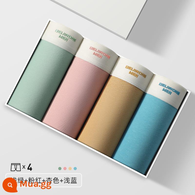 Quần Lót Nam Phong Cách Cotton Nam Vô Trùng Quần Boxer Thể Thao Thoải Mái Trẻ Trung Rời Kích Thước Lớn Quần Lót Boxer - Gói 4 - Hỗn hợp B [Kháng khuẩn cấp AAA]