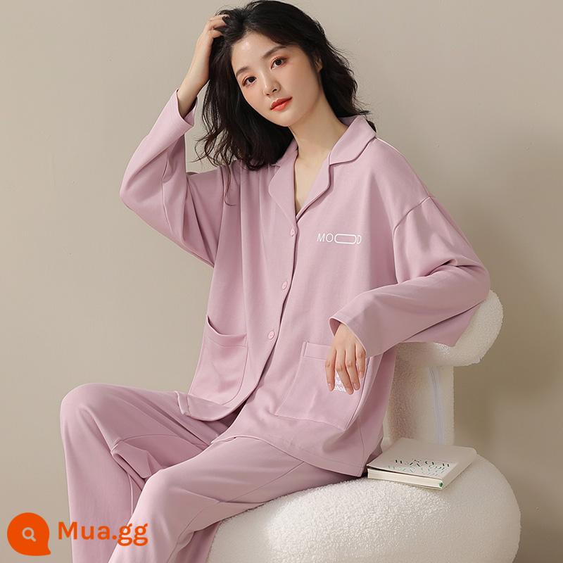 Bộ đồ ngủ cotton nữ dài tay mùa xuân và mùa thu 2023 mới mùa hè cỡ lớn có thể mặc bên ngoài bộ quần áo ở nhà dễ thương - 34384