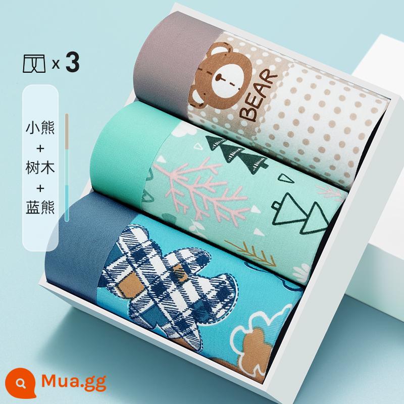 Quần Lót Bé Trai Cotton Nguyên Chất Nam Kháng Khuẩn Quần Lót Boxer Rời Size Lớn Cá Tính Hợp Thời Trang Màu Hồng Quần Lót Boxer - 3 gói - in đầy đủ 03D [kháng khuẩn 3A]