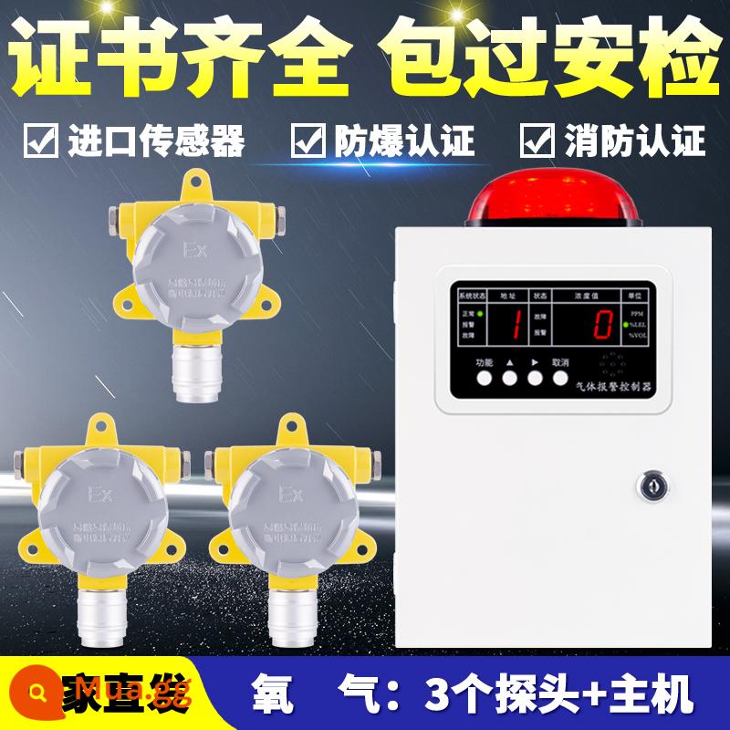 Dụng cụ báo động phát hiện khí hóa lỏng axetylen sơn công nghiệp khí hydro phát hiện nồng độ rò rỉ khí dễ cháy - Oxy: 3 màn hình + máy chủ