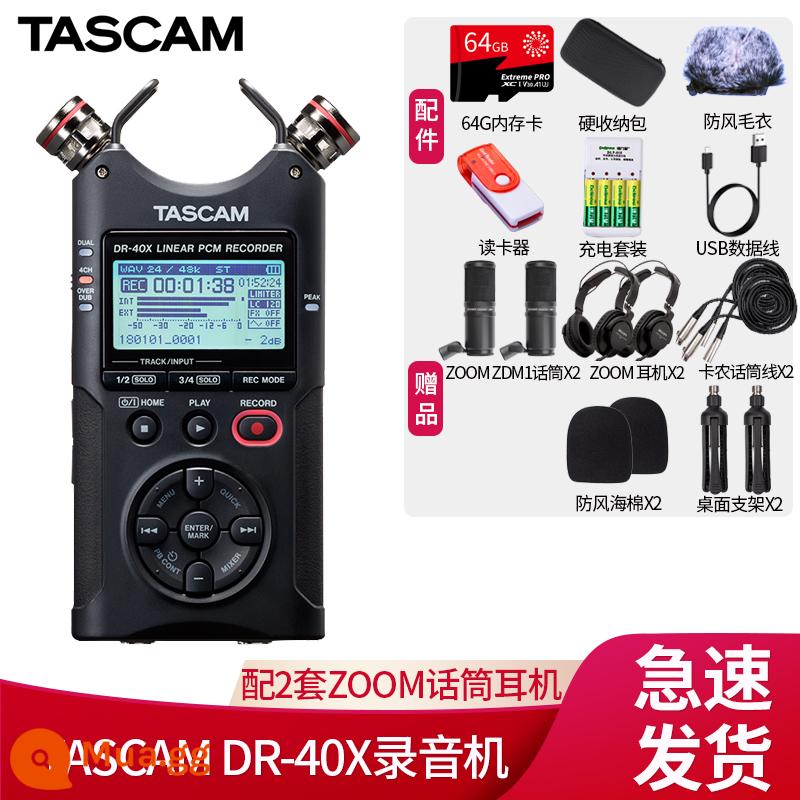 Tascam Ghi Pen DR-40X DR40X Trình trộn ghi âm nội bộ Ghi âm cơ hội Phỏng vấn Lớp học Ghi âm lớp học - Tặng kèm 2 bộ micro và tai nghe ZOOM