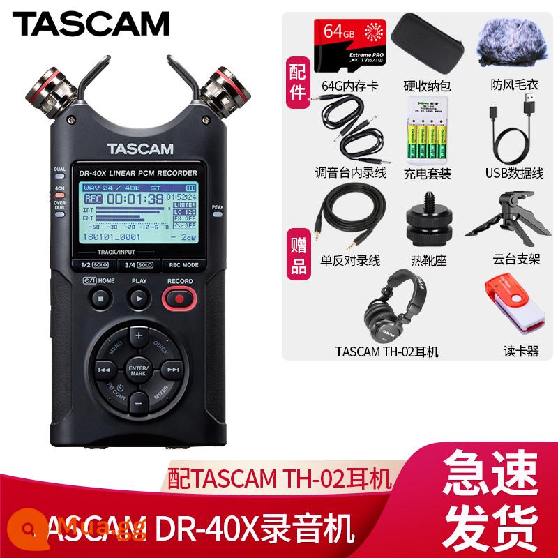 Tascam Ghi Pen DR-40X DR40X Trình trộn ghi âm nội bộ Ghi âm cơ hội Phỏng vấn Lớp học Ghi âm lớp học - Với tai nghe TASCAM TH-02