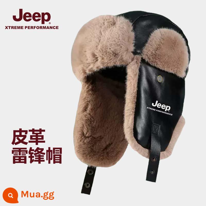 Jeep Nam Lôi Phong Mũ Nam Mùa Đông Ấm Áp Đi Xe Đạp Xe Điện Chống Gió Và Chống Lạnh Mũ Cotton Dày Nữ mũ Nam - Da giả màu đen