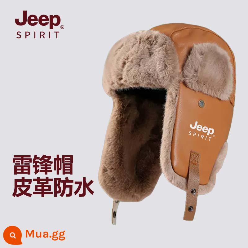 Jeep Nón Nam Mới Mùa Đông 2022 Plus Nhung Bảo Vệ Tai Ấm Nữ Lạnh Nón Mũ Cotton Lạnh Dày Lôi Phong Nón - A0808 giả da kaki