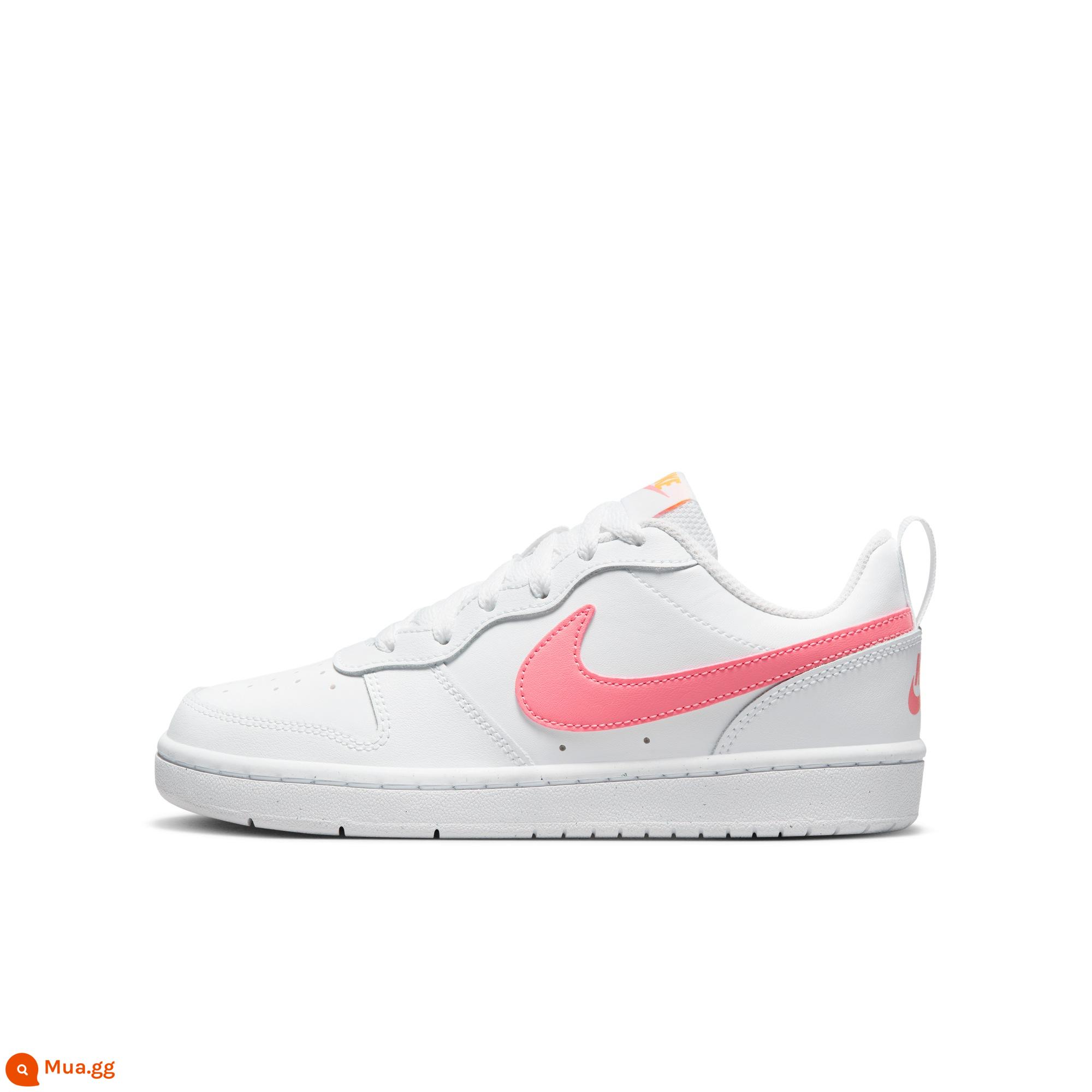 Nike Nike chính thức dành cho trẻ em COURT BOROUGH giày thể thao lớn dành cho trẻ em giày trượt ván đế thấp thoải mái BQ5448 - 124 trắng/hồng san hô/cam laser