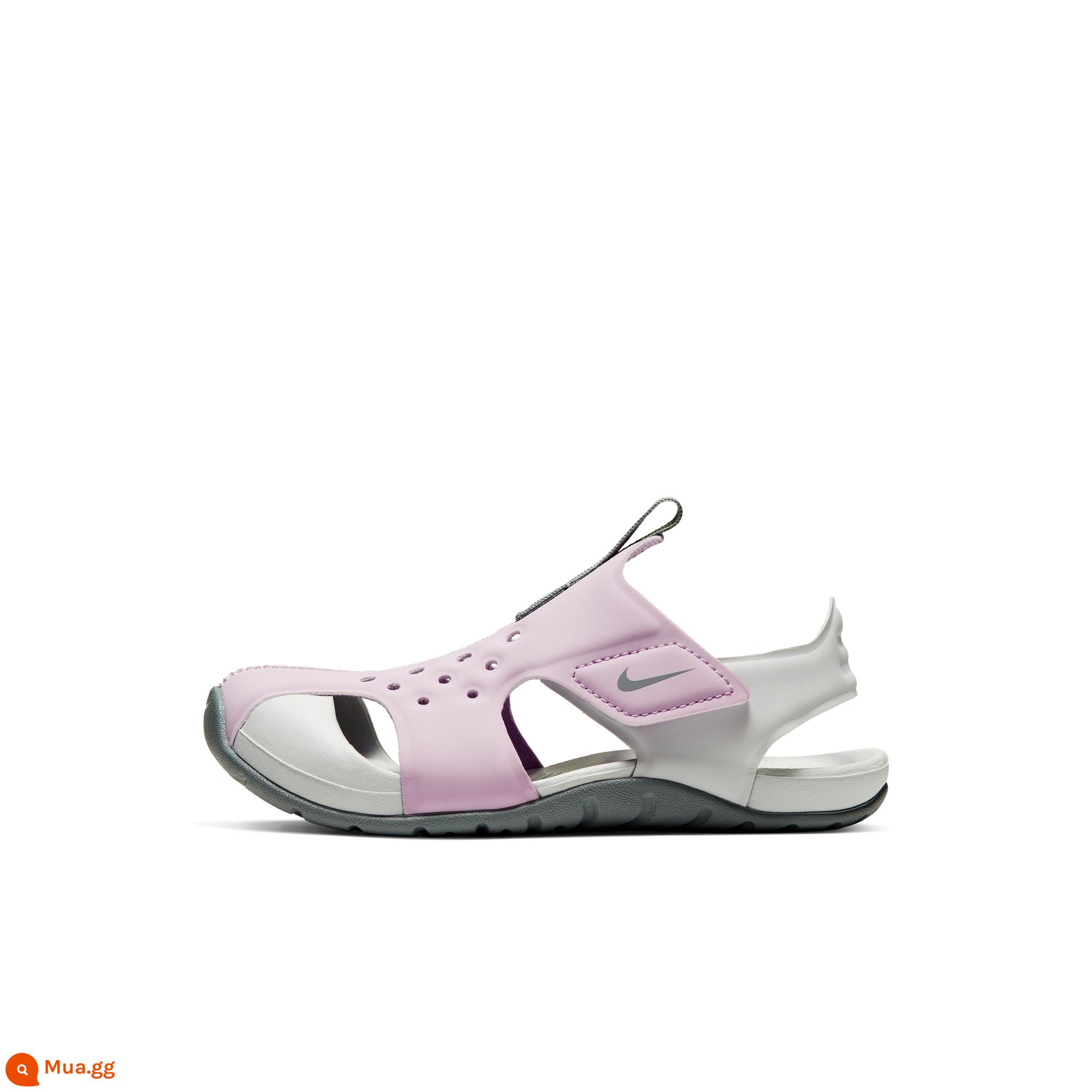 Nike Nike Official Boys and Girls SUNRAY PROTECT 2 Dép Velcro thoáng khí cho trẻ em Mùa hè 943826 - 501 màu hồng nhạt/xám hạt/màu photon bụi