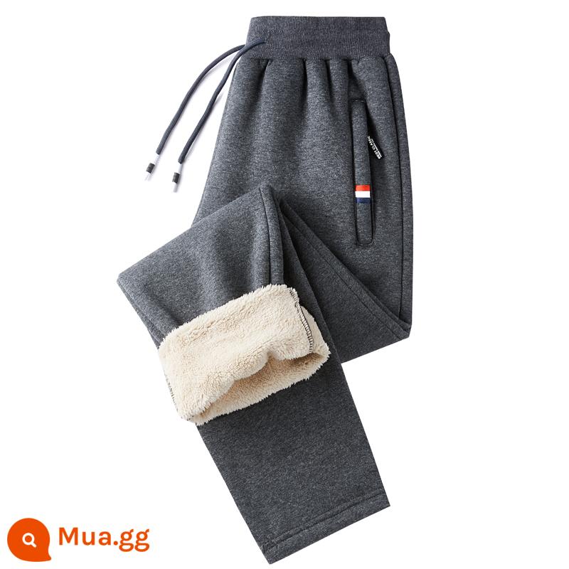 Sherpa Nhung Quần Thể Thao Nam Plus Nhung Dày Ấm Quần Âu Trẻ Trung Hàn Quốc Dáng Rộng Quần Quần Tây Nam - K10 thẳng xám đậm