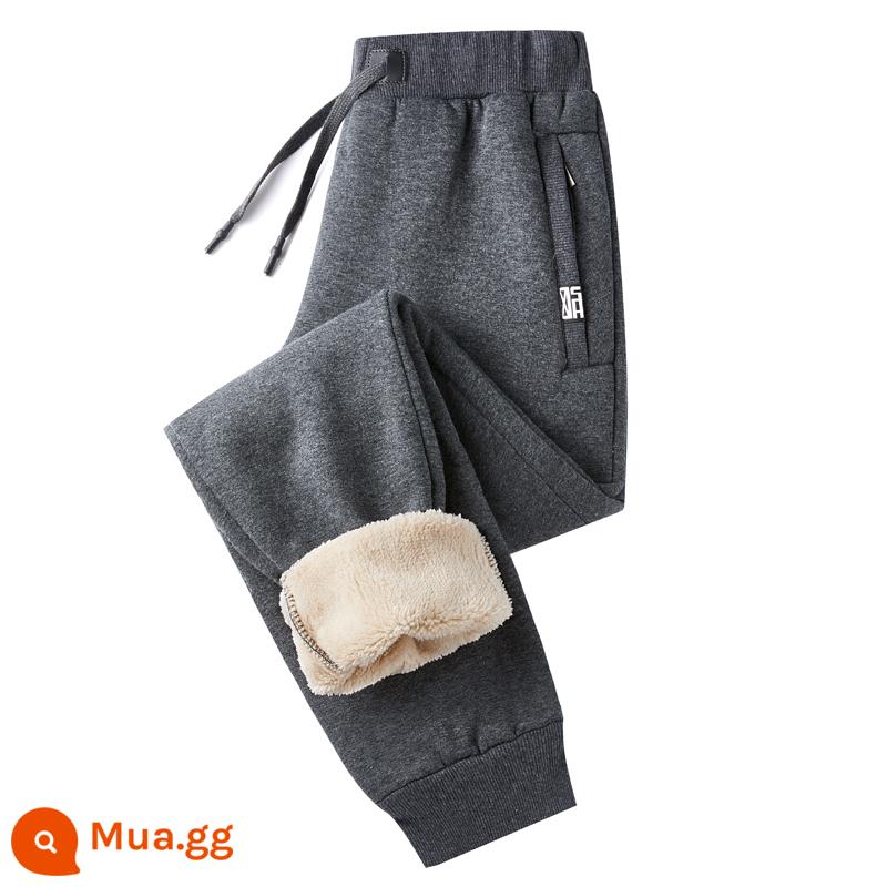 Sherpa Nhung Quần Thể Thao Nam Plus Nhung Dày Ấm Quần Âu Trẻ Trung Hàn Quốc Dáng Rộng Quần Quần Tây Nam - K20 đóng cửa màu xám đậm