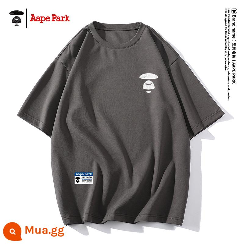 Lee Dorga dài tay T-shirt nam rộng rãi T-shirt mùa thu và mùa đông cộng với nhung đáy dày áo sơ mi quần áo nam màu trắng - Tay ngắn màu xám đậm 8903