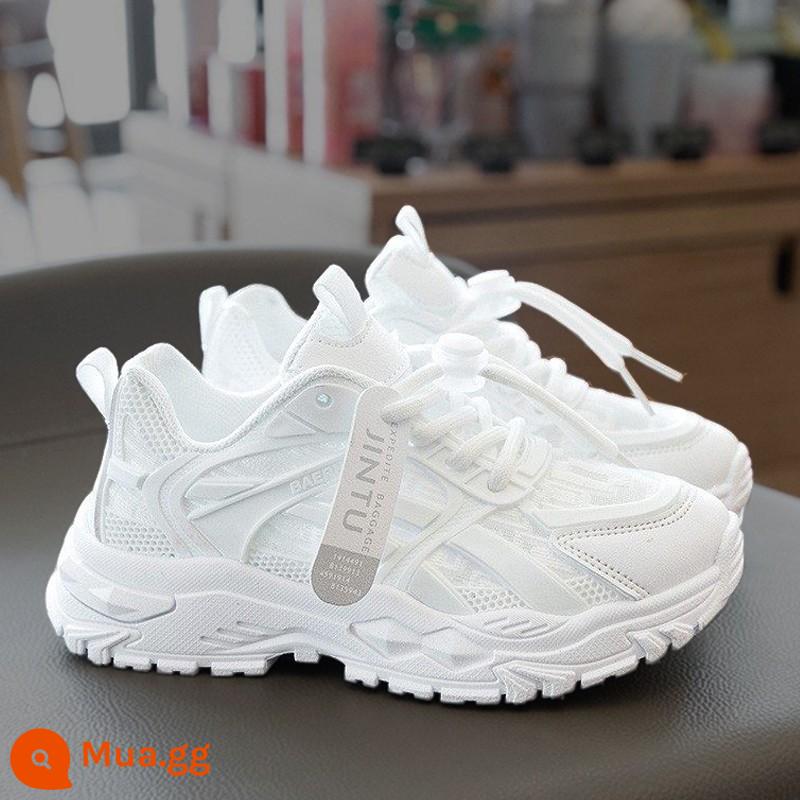 Giày Bé Gái Giày Sneakers Mùa Hè 2023 Trẻ Em Mới Nhỏ Màu Trắng Lưới Giày Lưới Thoáng Khí Bé Gái Tiểu Học Bé Trai - 320 trắng