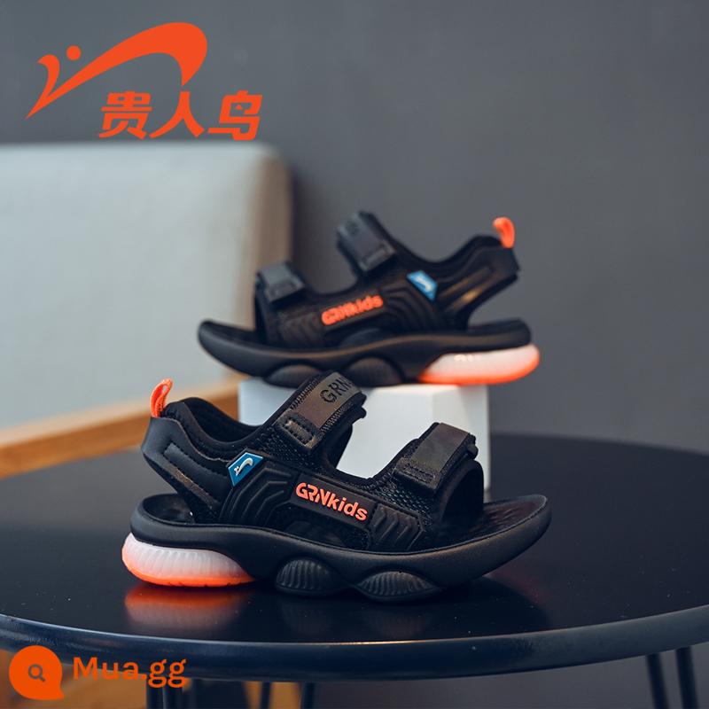 Giày sandal bé trai hình chim cao quý mùa hè kiểu mới dành cho trẻ em cỡ vừa và lớn đế mềm nam giày trẻ em mùa hè 2023 cho bé trai - 2117L màu cam đen