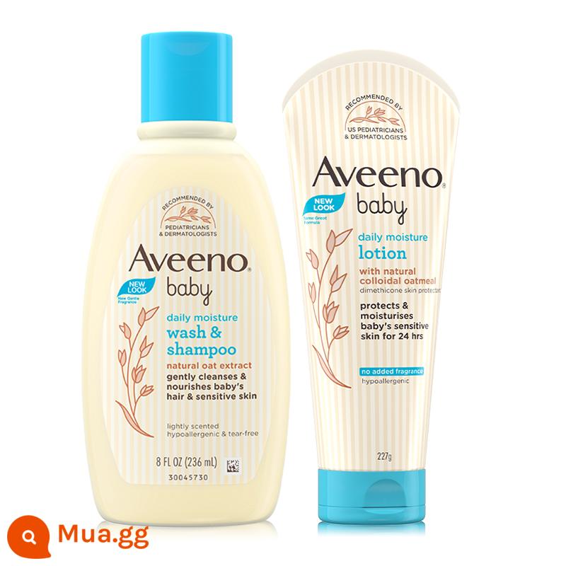 Aveeno Aveeno chính thức hàng đầu cho bé sơ sinh trẻ em mặt kem dưỡng ẩm bột yến mạch sữa dưỡng thể cho bé - [Cleaning Partner - Loại dưỡng ẩm] Sữa dưỡng thể dưỡng ẩm 227g + Dầu gội và sữa tắm 236ml