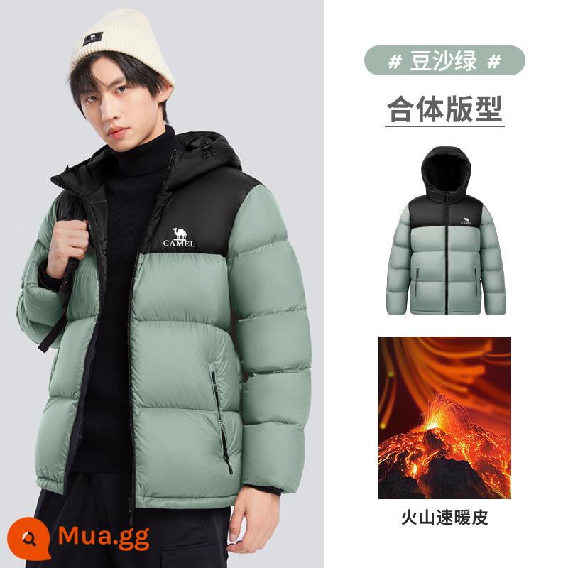 Lạc Đà Núi Lửa Xuống Áo Khoác Nam Mùa Đông 2023 Mới Có Mũ Ngắn Dày Ấm Bánh Mì Áo Khoác Coldproof Áo Khoác - [Công nghệ làm nóng nhanh] Cùng kiểu dáng cho nam và nữ M13CR07089 đậu xanh/đen ảo