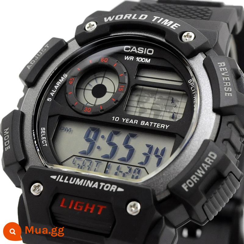 Đồng hồ Casio nam CASIO AE-1200WHD-1A dây thép retro đồng hồ điện tử học sinh chống nước đa năng - AE-1400WH-1A màu đen chữ trắng, phim miễn phí