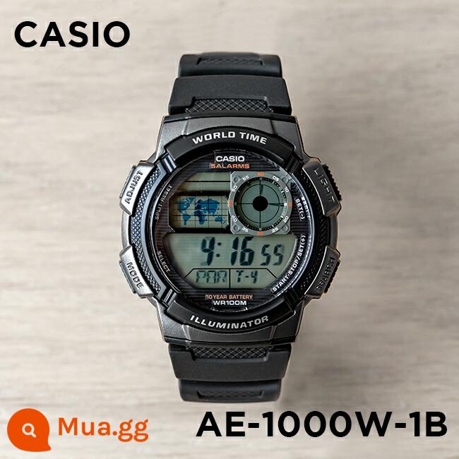 Đồng hồ Casio CASIO AE-1200WH-1C đồng hồ điện tử nhựa sinh viên thể thao chống thấm nước phong cách cổ điển đa chức năng - AE-1000W-1B màu đen khung xám và ký tự màu trắng, đường kính ngoài 43,7MM, kèm phim