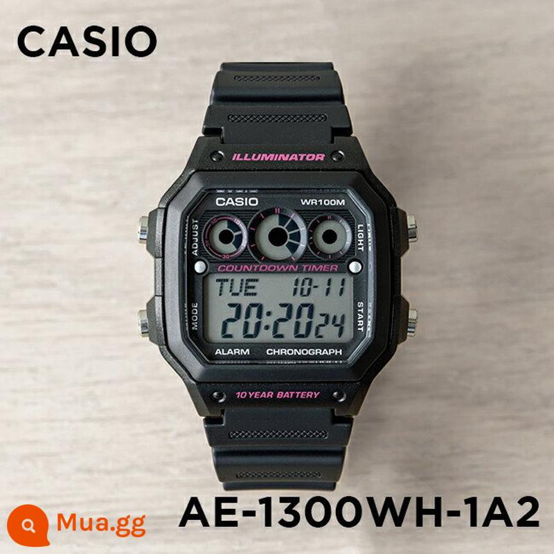 Đồng hồ Casio CASIO AE-1200WH-1C đồng hồ điện tử nhựa sinh viên thể thao chống thấm nước phong cách cổ điển đa chức năng - AE-1300Wh-1A2 màu đen chữ đỏ, đường kính ngoài 42.1MM, kèm film