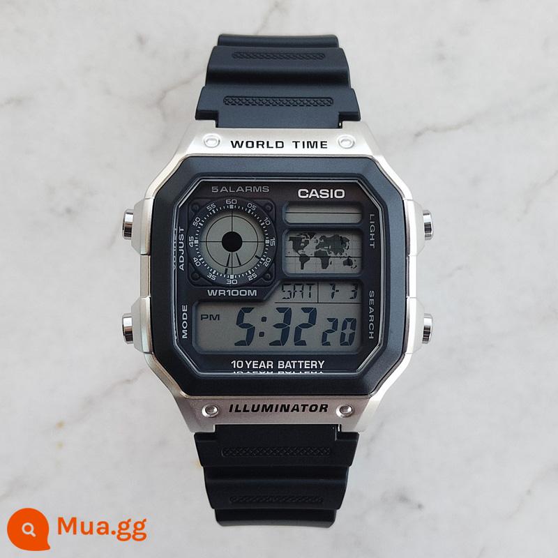 Đồng hồ Casio CASIO AE-1200WH-1C đồng hồ điện tử nhựa sinh viên thể thao chống thấm nước phong cách cổ điển đa chức năng - AE-1200WH-1C đường kính ngoài 42,1MM đi kèm với phim