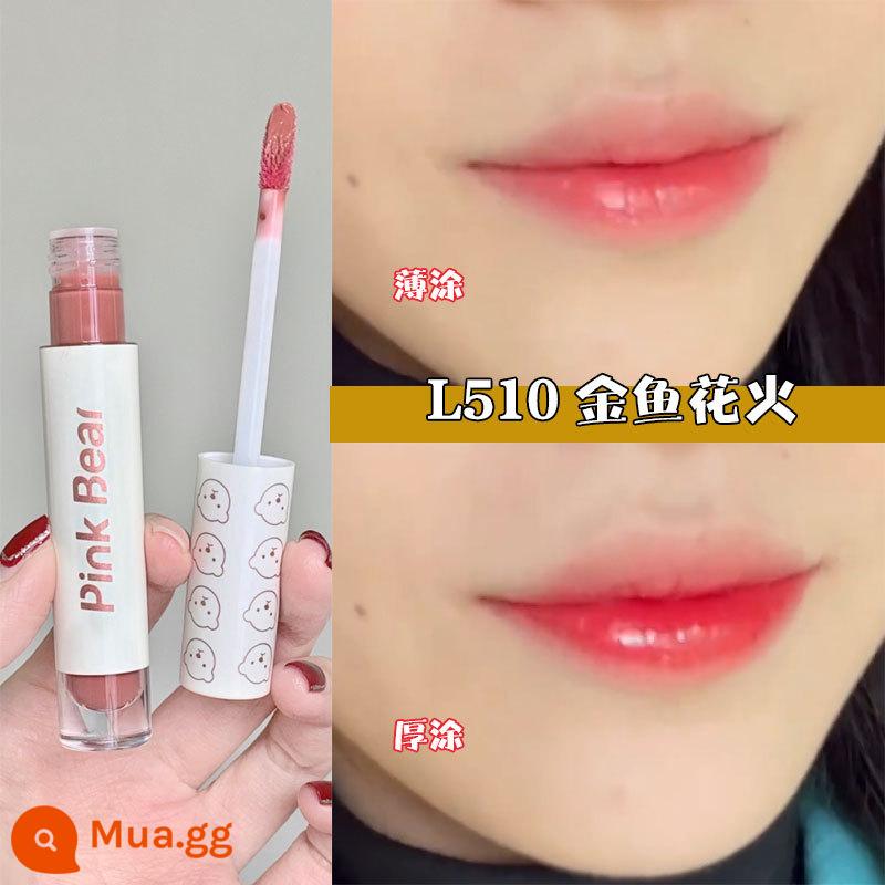 PINKBEAR Pi Ke Xiong G102 Lip Glaze Màu Trà Sữa Gương Pudding Son Môi G416 Pepper Pi Ke Xiong - L510 Bột màu cam trong trẻo và ngọt ngào