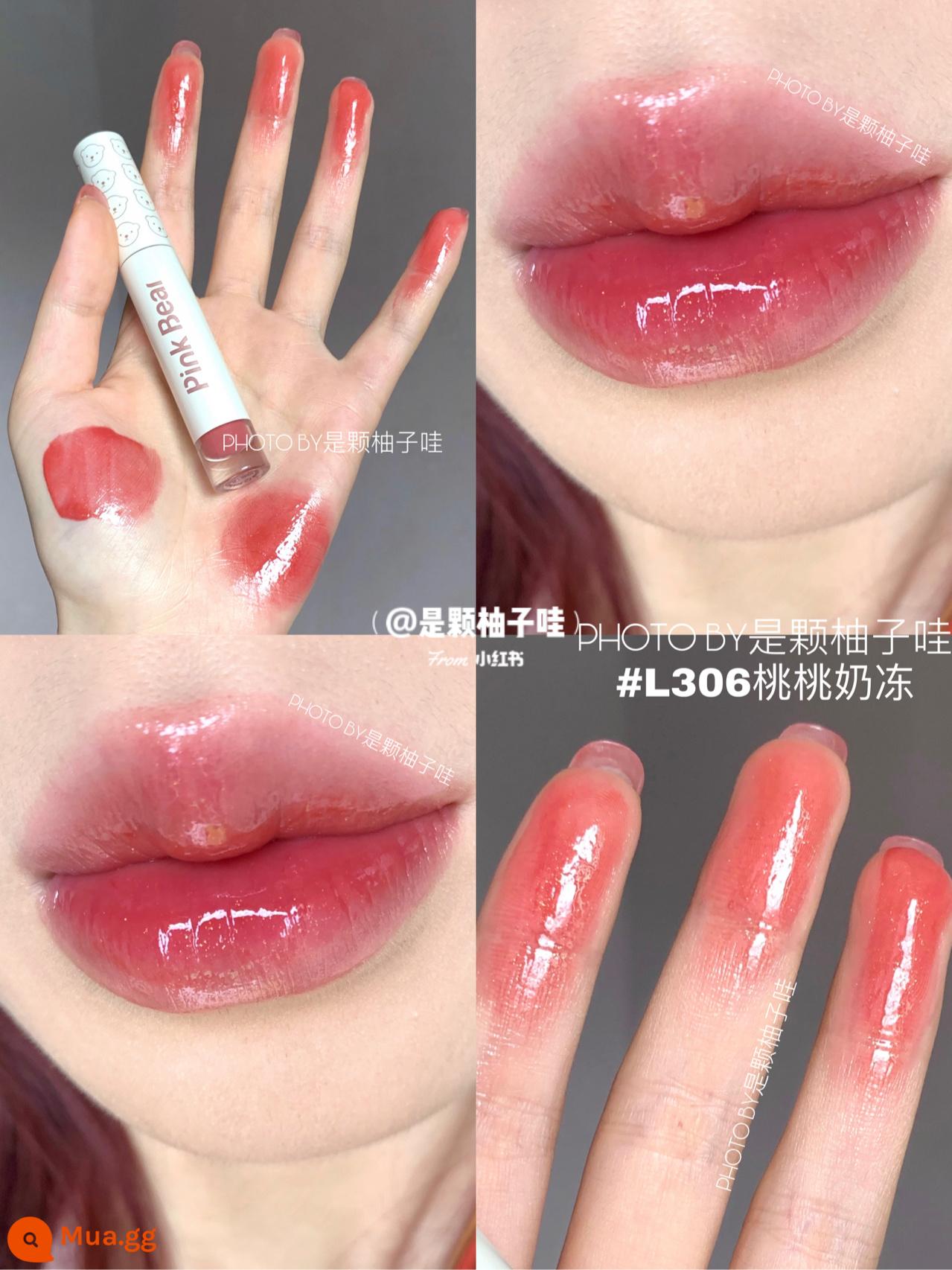 PINKBEAR Pi Ke Xiong G102 Lip Glaze Màu Trà Sữa Gương Pudding Son Môi G416 Pepper Pi Ke Xiong - L306 Trà Sữa Đào lung linh, sương sương môi thủy tinh