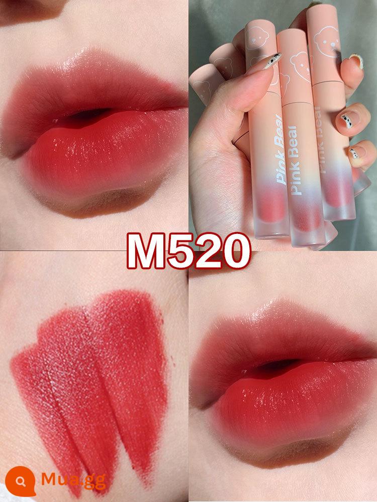 PINKBEAR Pi Ke Xiong G102 Lip Glaze Màu Trà Sữa Gương Pudding Son Môi G416 Pepper Pi Ke Xiong - L520 trà đen hoa hồng, trắng da mà không hư da