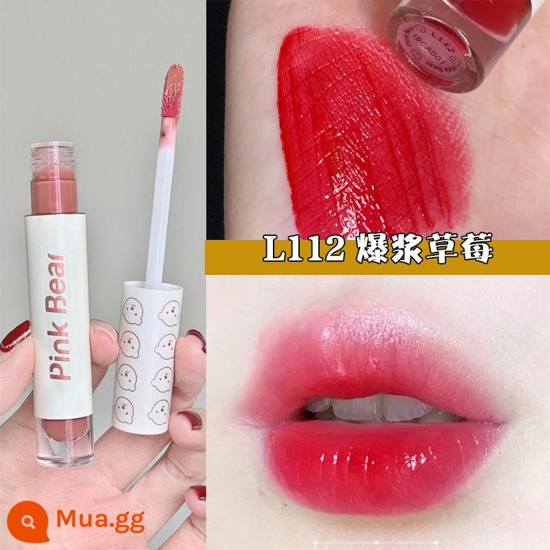 PINKBEAR Pi Ke Xiong G102 Lip Glaze Màu Trà Sữa Gương Pudding Son Môi G416 Pepper Pi Ke Xiong - L112 Dâu Tây Nữ Tính Nổ