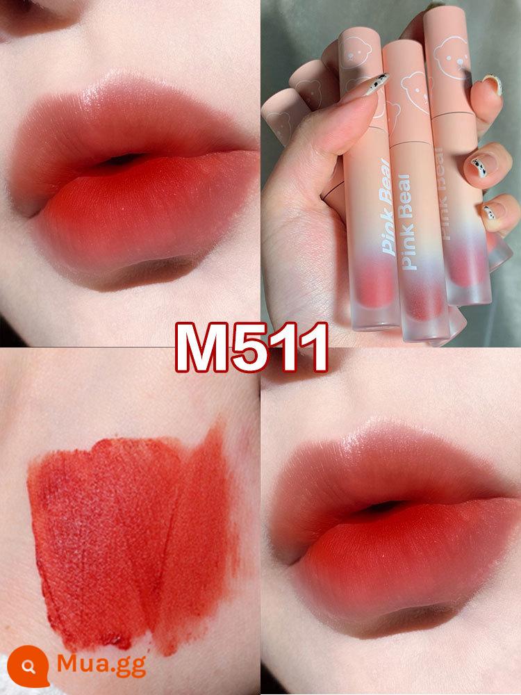 PINKBEAR Pi Ke Xiong G102 Lip Glaze Màu Trà Sữa Gương Pudding Son Môi G416 Pepper Pi Ke Xiong - Màu trắng nhạt M511 cam ngọt ngào mùa hè