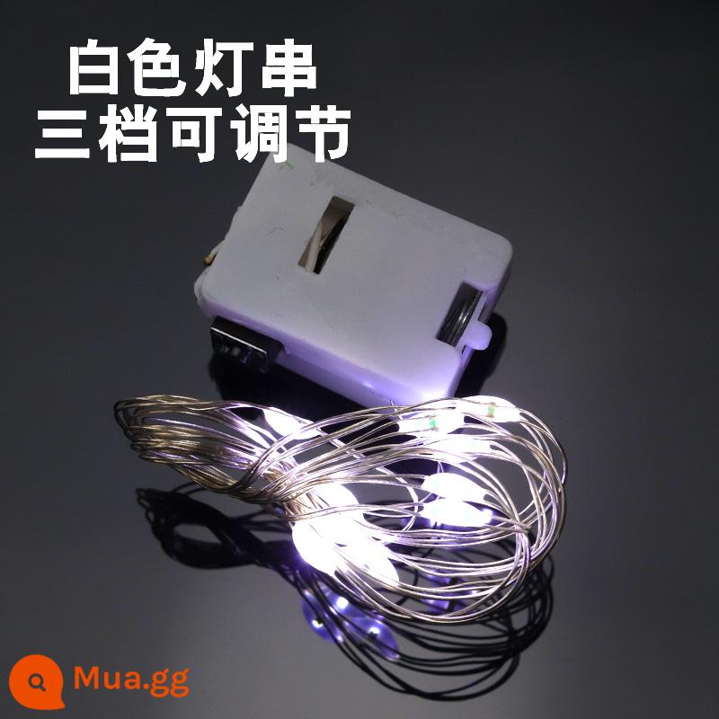 Đèn LED bó hoa dây đèn hộp quà đèn lồng nhỏ trang trí ánh sáng bánh sinh nhật giáng sinh ánh sáng nhấp nháy Internet người nổi tiếng sáng tạo - Dây đèn hộp vuông màu xám nhạt màu trắng 1 mét