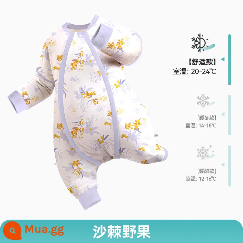 ibaby túi ngủ nhiệt độ không đổi cho bé túi ngủ xẻ chân cho bé chăn bông chống đá trẻ em dày dặn vào mùa thu đông - [Thoải mái] Trái cây dại hắc mai biển (thích hợp với nhiệt độ phòng 20 ~ 24oC)