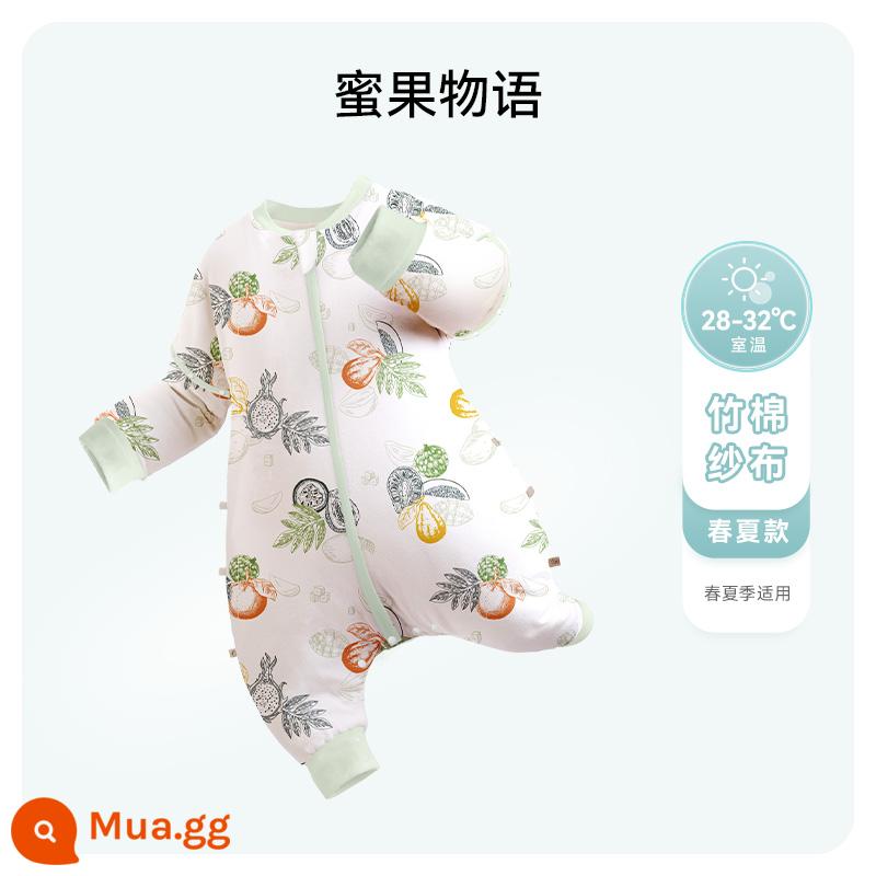 ibaby nhiệt độ không đổi tre bông gạc bé chia chân túi ngủ trẻ sơ sinh mùa xuân và mùa hè chống đá chăn bốn mùa đồ ngủ phổ thông mỏng - [Hai Lớp] Chuyện Trái Cây Mật Ong