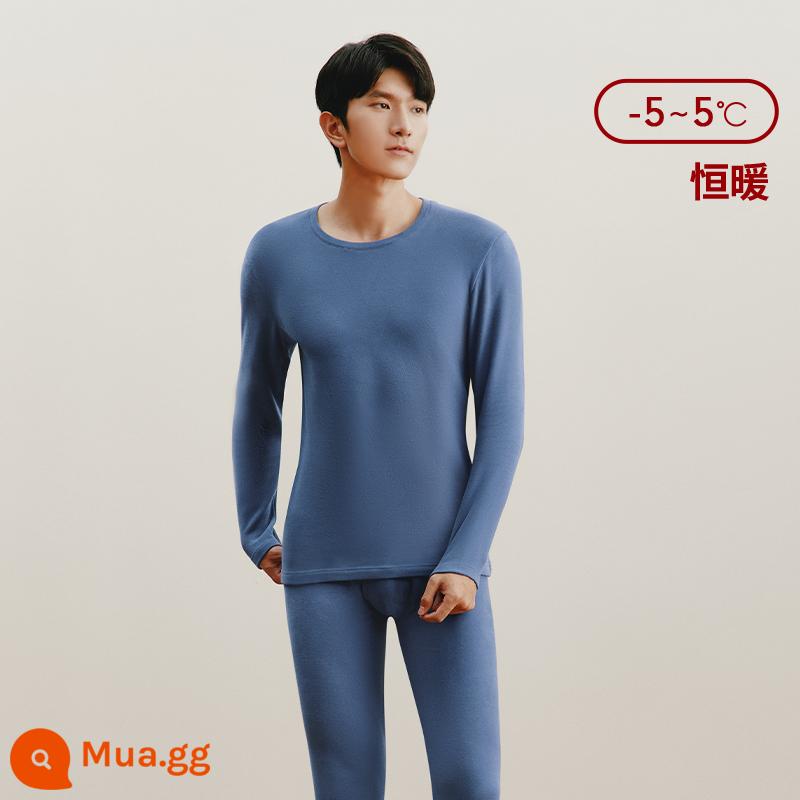 Quần áo và quần cotton nhung sangunduo cho nam, cotton nguyên chất, kháng khuẩn và cách nhiệt quần áo mùa thu và quần vệ sinh cho nữ, cặp đôi chải hai mặt mới - Màu xanh cobalt (kiểu dáng nam giới)