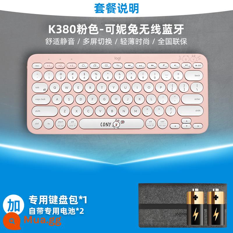 Bàn phím bluetooth không dây Logitech k380 tắt tiếng thích hợp cho máy tính bảng Apple ipad điện thoại cô gái văn phòng MAC bên ngoài - K380 Thỏ Keni + Túi Bàn Phím