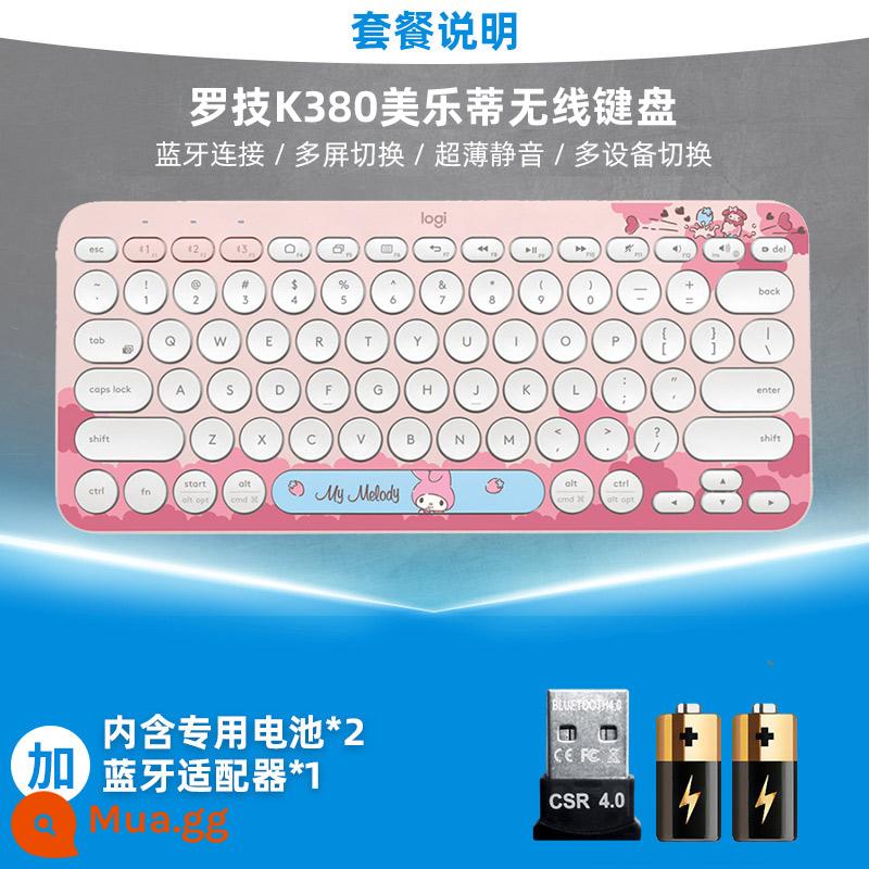 Bàn phím bluetooth không dây Logitech k380 tắt tiếng thích hợp cho máy tính bảng Apple ipad điện thoại cô gái văn phòng MAC bên ngoài - K380-Melody+Bộ chuyển đổi Bluetooth