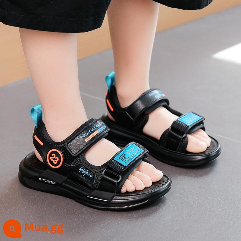 Giày sandal bé trai 2023 mùa hè mới phiên bản Hàn Quốc giày bé trai da mềm đế mềm giày đi biển trẻ em thủy triều - 8608 màu đen