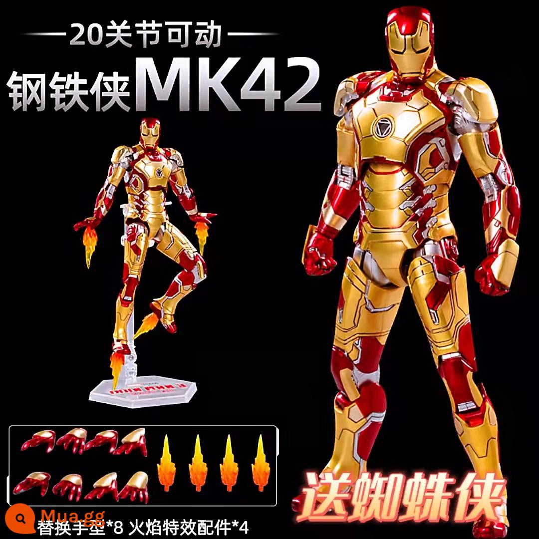 Zhongdong MK50 Mark 85 Người Sắt Người Nhện Mô Hình Búp Bê Bé Trai Quà Tặng Sinh Nhật Tại Chỗ Marvel Miễn Phí Vận Chuyển - MK42 Iron Man [hộp quà cho Người Nhện]