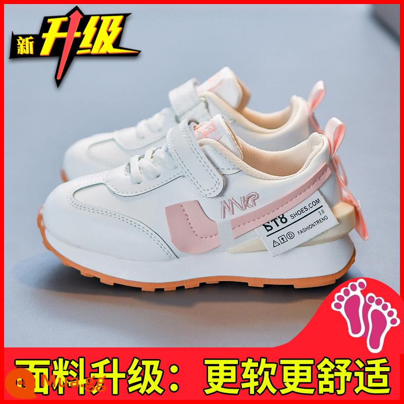 Giày Bé Gái Giày Sneaker Thu Đông 2022 Mới Cho Trẻ Em Giày Nhỏ Màu Trắng Plus Nhung Hai Bông Thu Đông Bố Giày - Màu hồng (phiên bản nâng cấp)