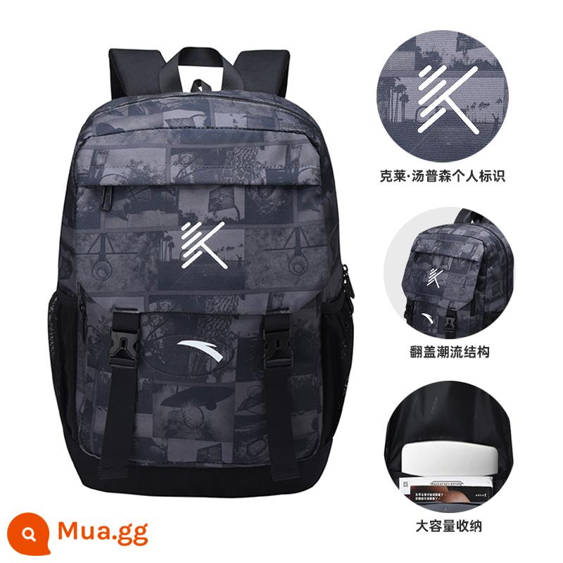 Anta Thompson KT Series Backpack 2022 Trường trung học cơ sở lớn -Túi du lịch thể thao Giảm giá học sinh học - In đen 992351151R-1